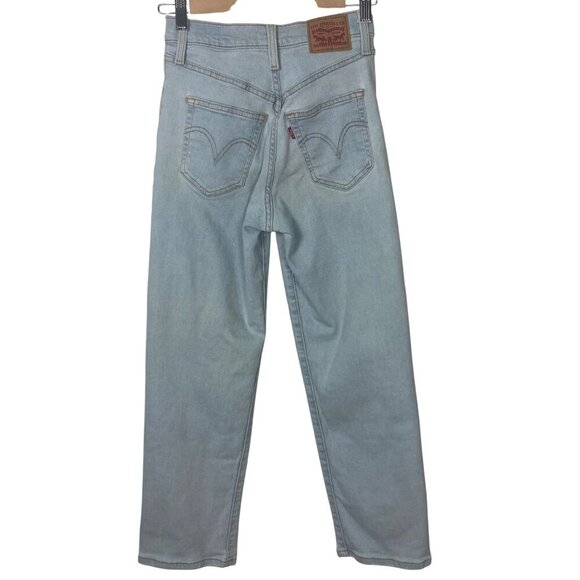 Levis Ribcage Straight Ankle Jeans Womens 25 Light Wash Button Fly Loose - Picture 7 of 8